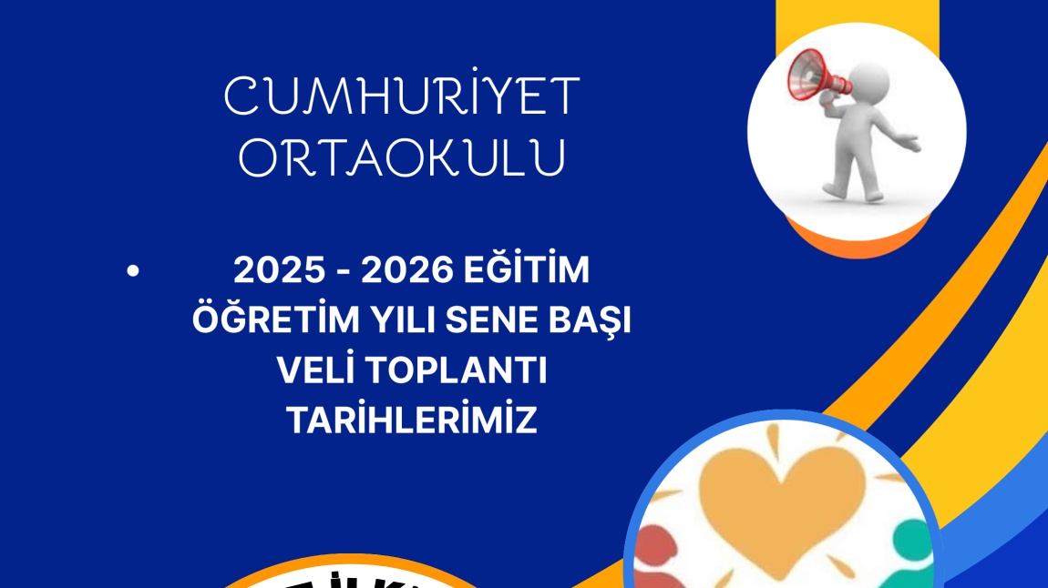 2025 2026 EĞİTİM ÖĞRETİM YILI SENE BAŞI VELİ TOPLANTI TARİHLERİMİZ.